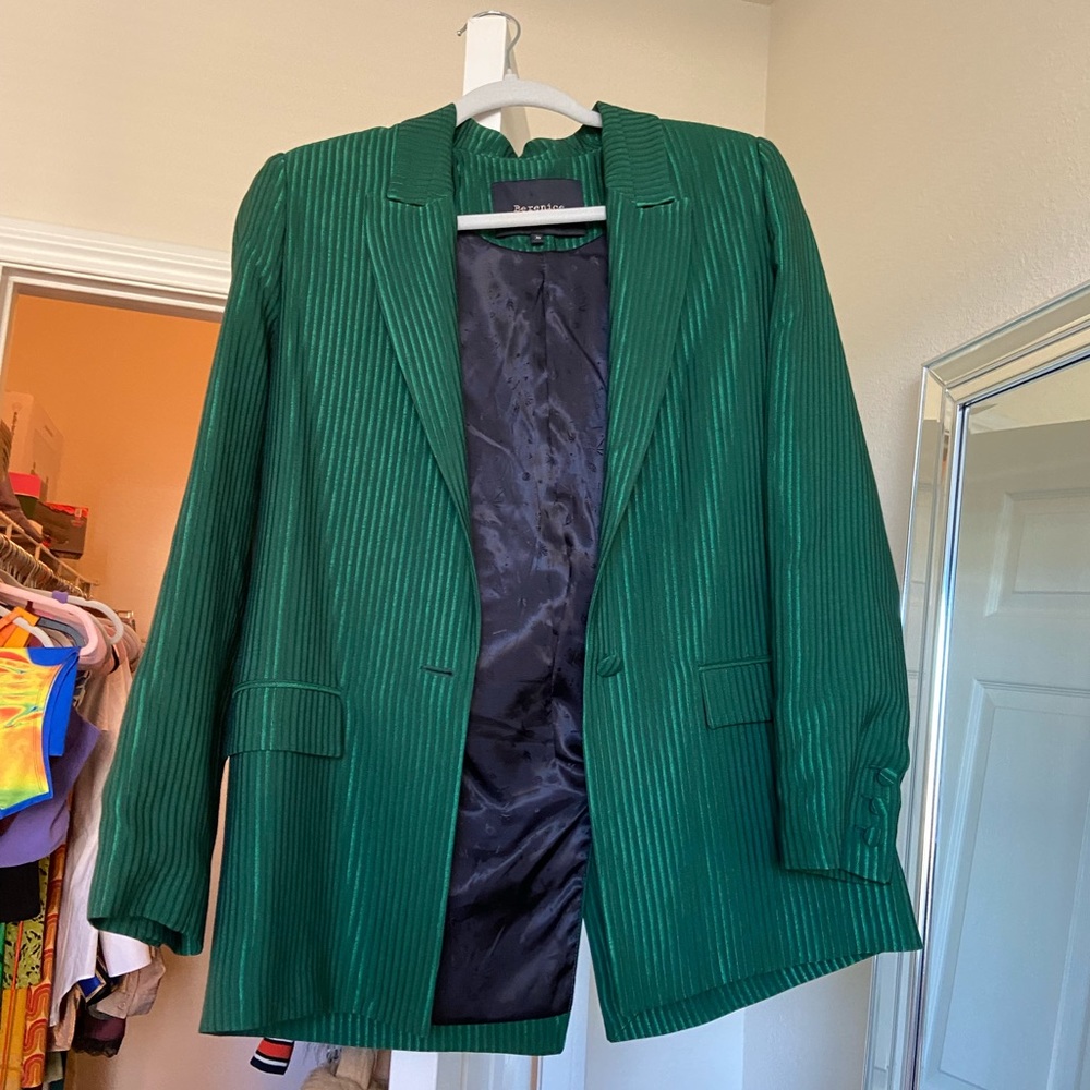 Berenice Green Striped Blazer
